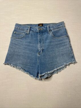 Lee Smarter Fit Distressed Denim Cutoff Shorts High Waisted Light Medium Wash Mo